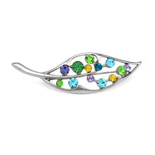 Load image into Gallery viewer, Glistening leaf Brooch with Multi Color Austrian Element Crystals