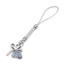 Load image into Gallery viewer, White Strap with Double Heart Butterfly in Blue Austrian Element Crystals
