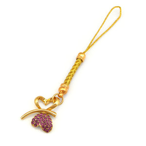 Golden Strap with Double Heart Butterfly in Purple Austrian Element Crystals