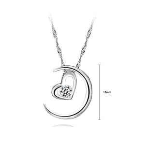 925 Sterling Silver Heart Shape & Moon Pendant with 45cm Necklace