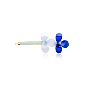 Elegant Blue Crystal Flower Barrette