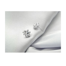 Load image into Gallery viewer, White Gold Plated 925 Sterling Silver with White Cubic Zirconia Stud Earrings