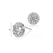 Load image into Gallery viewer, White Gold Plated 925 Sterling Silver with White Cubic Zirconia Stud Earrings