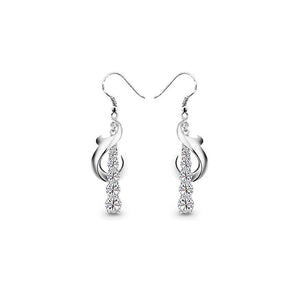 White Gold Plated 925 Sterling Silver with White Cubic Zirconia Earrings