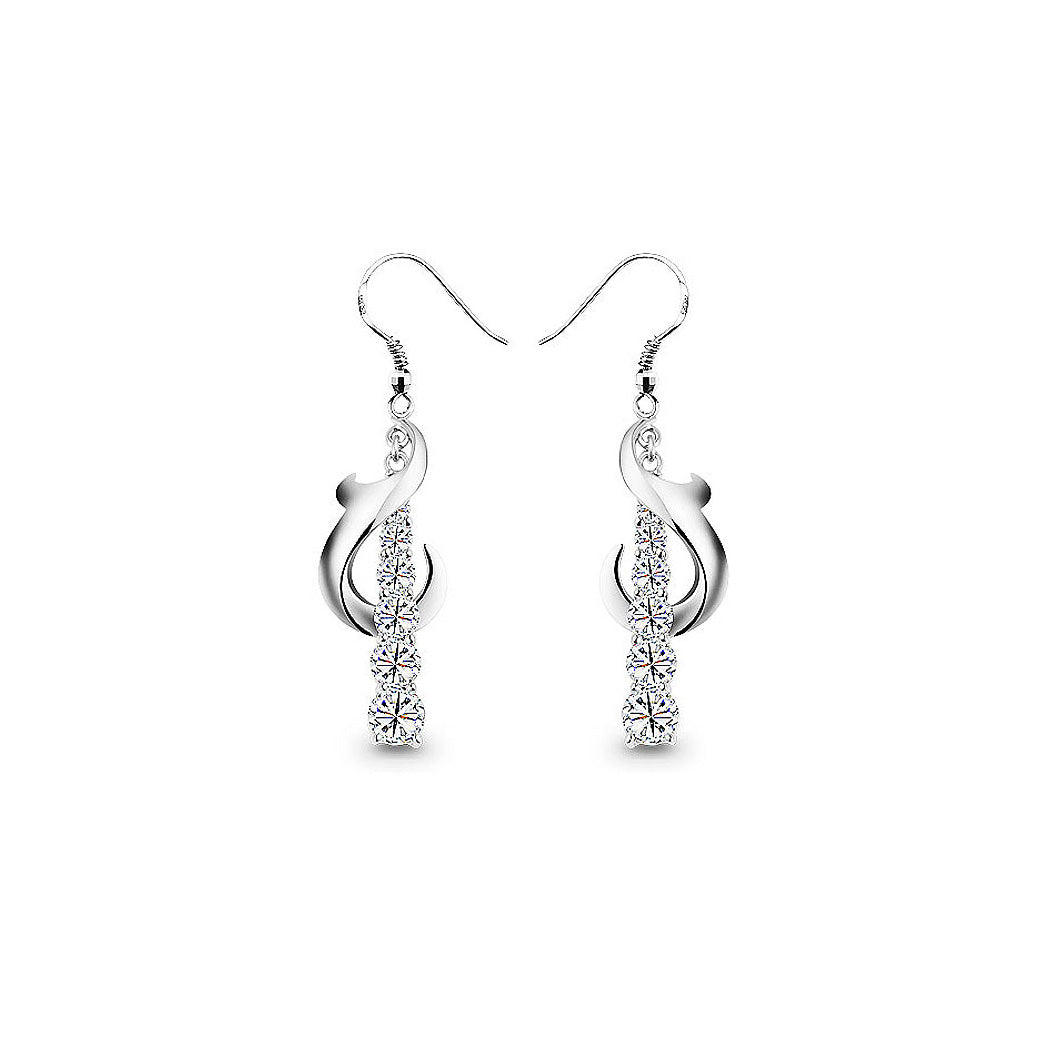 White Gold Plated 925 Sterling Silver with White Cubic Zirconia Earrings