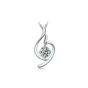 White Gold Plated 925 Sterling Silver Pendant with Cubic Zirconia and 45cm Necklace