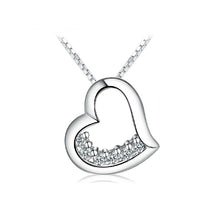 Load image into Gallery viewer, White Gold Plated 925 Sterling Silver Heart-shaped Pendant with Cubic Zirconia and Necklace