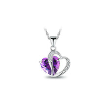 Load image into Gallery viewer, White Gold Plated 925 Sterling Silver Heart-shaped Pendant with Purple Cubic Zirconia and 45cm Necklace