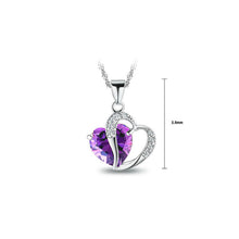 Load image into Gallery viewer, White Gold Plated 925 Sterling Silver Heart-shaped Pendant with Purple Cubic Zirconia and 45cm Necklace