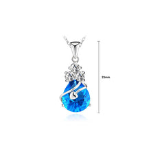 Load image into Gallery viewer, White Gold Plated 925 Sterling Silver Pendant with Blue Cubic Zirconia and 45cm Necklace