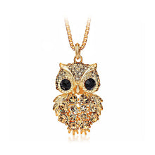 Load image into Gallery viewer, Owl Pendant with Champagne Gold Austrian Element Crystal with Necklace