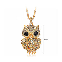 Load image into Gallery viewer, Owl Pendant with Champagne Gold Austrian Element Crystal with Necklace