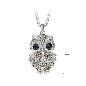 Owl Pendant with Black Austrian Element Crystal with Necklace