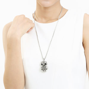 Owl Pendant with Black Austrian Element Crystal with Necklace
