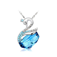 Load image into Gallery viewer, 925 Sterling Silver Swan Pendant with Blue Austrian Element Crystals and 46cm Necklace