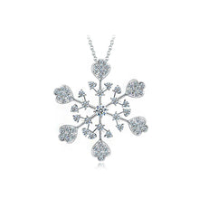 Load image into Gallery viewer, Snowflake Pendant with Silver Austrian Element Crystals and 85cm Necklace