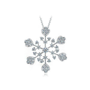 Snowflake Pendant with Silver Austrian Element Crystals and 85cm Necklace
