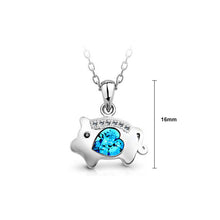 Load image into Gallery viewer, Chinese Zodiac Pig Pendant with Blue Austrian Element Crystal and Necklace