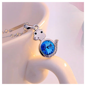 Chinese Zodiac Zodiac Pendant with Blue Austrian Element Crystal and Necklace