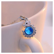 Load image into Gallery viewer, Chinese Zodiac Dragon Pendant with Blue Austrian Element Crystal and Necklace