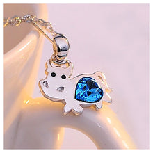 Load image into Gallery viewer, Chinese Zodiac Ox Pendant with Blue Austrian Elements Crystal and Necklace