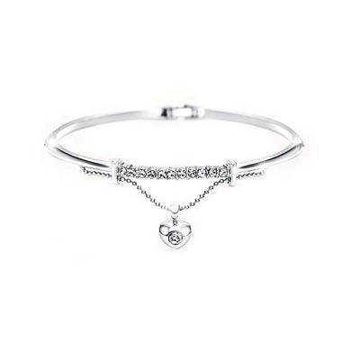 White Austrian Element Crystals Heart-shaped Bangle