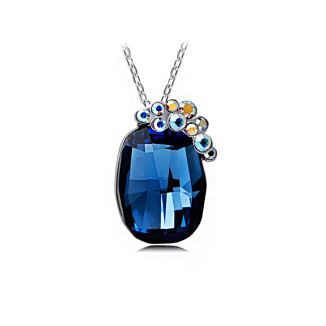 Elegant Blue Austrian Element Crystal Pendant with 46cm Necklace