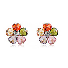 Load image into Gallery viewer, Colorful Flower Cubic Zircon Stud Earrings