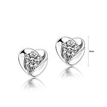 Load image into Gallery viewer, 925 Sterling Silver Heart-shaped with White Cubic Zircon Stud Earrings