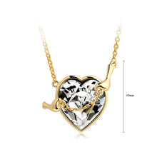 Load image into Gallery viewer, Golden Heart-shape Pendant with White Austrian Element Crystal Necklace