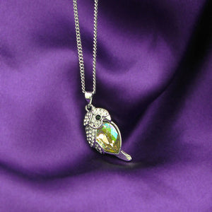 Lovely Parrot Pendant with Fluorescence Green Austrian Element Crystal and Necklace