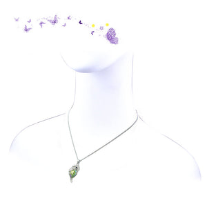 Lovely Parrot Pendant with Fluorescence Green Austrian Element Crystal and Necklace
