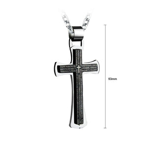 Retro Black Stainless Steel Cross Pendant with Necklace For Men