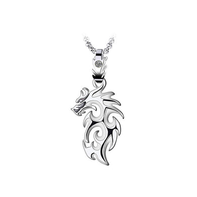 Fashion Stainless Steel Flame Dragon Pendant with Necklace For Men