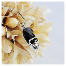 Load image into Gallery viewer, Halloween Black Austrian Element Crystal Skull and Crossbones Pendant with Necklace