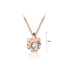 Load image into Gallery viewer, 18K Rose Gold Plated Stainless Steel Bow Pendant with White Cubic Zircon and Necklace
