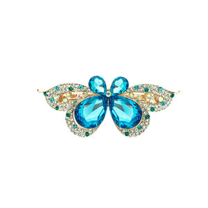 Brilliant Blue Crystal Butterfly Hair Clips