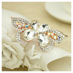 Sweet White Crystal Butterfly Hair Clips