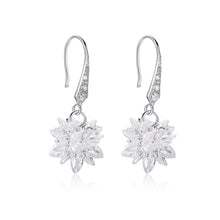 Load image into Gallery viewer, 925 Sterling Silver Snowflake with Cubic Zircon Earrings