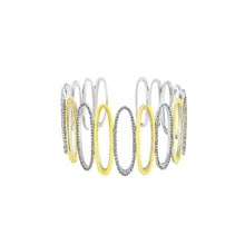 Load image into Gallery viewer, White Gold and K Gold Plated 925 Sterling Silver Hollow Bangle with White Cubic Zircon