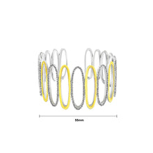 Load image into Gallery viewer, White Gold and K Gold Plated 925 Sterling Silver Hollow Bangle with White Cubic Zircon