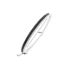 Load image into Gallery viewer, 925 Sterling Silver with White and Black Cubic Zircon Bangle