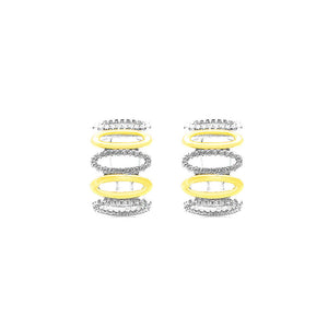 White Gold and K Gold Plated 925 Sterling Silver with White Cubic Zircon Earrings