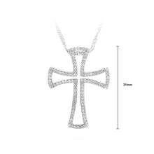 Load image into Gallery viewer, 925 Sterling Silver Cross Pendant with White Cubic Zircon and Necklace