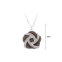 Load image into Gallery viewer, 925 Sterling Silver Flower Pendant with White and Brown Cubic Zircon and Necklace