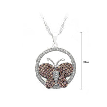 Load image into Gallery viewer, 925 Sterling Silver Butterfly Pendant with Brown and White Cubic Zircon and Necklace - Glamorousky