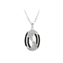 Load image into Gallery viewer, 925 Sterling Silver Oval Pendant with Black and White Cubic Zircon and Necklace