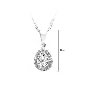 925 Sterling Silver Water-drop-shape Pendant with White Cubic Zircon and Necklace
