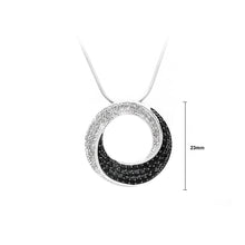 Load image into Gallery viewer, 925 Sterling Silver Round Pendant with White and Black Cubic Zircon and Necklace