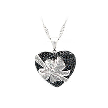 Load image into Gallery viewer, 925 Sterling Silver Heart-shaped Pendant with Black and White Cubic Zircon and Necklace